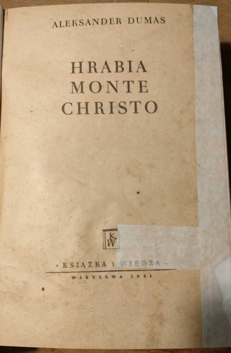 Chrabia Monte Christo, z 1951r. A. Dumas