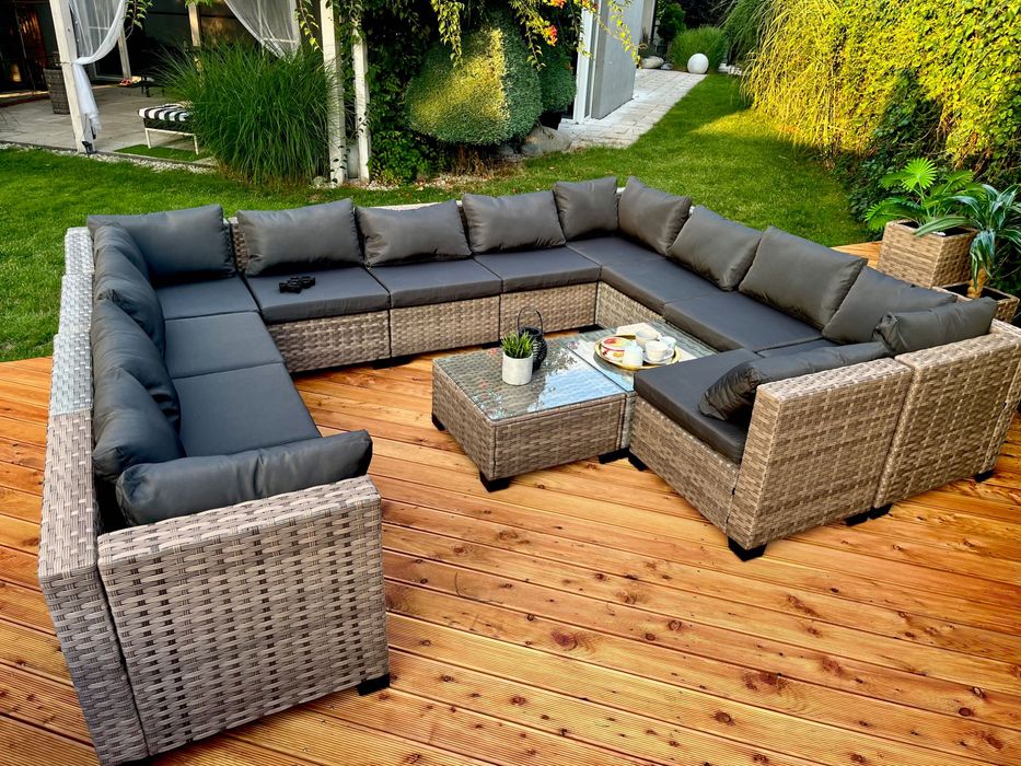 zestaw Palermo XXL technorattan wielki narożnik sofa pufa 2 kolory