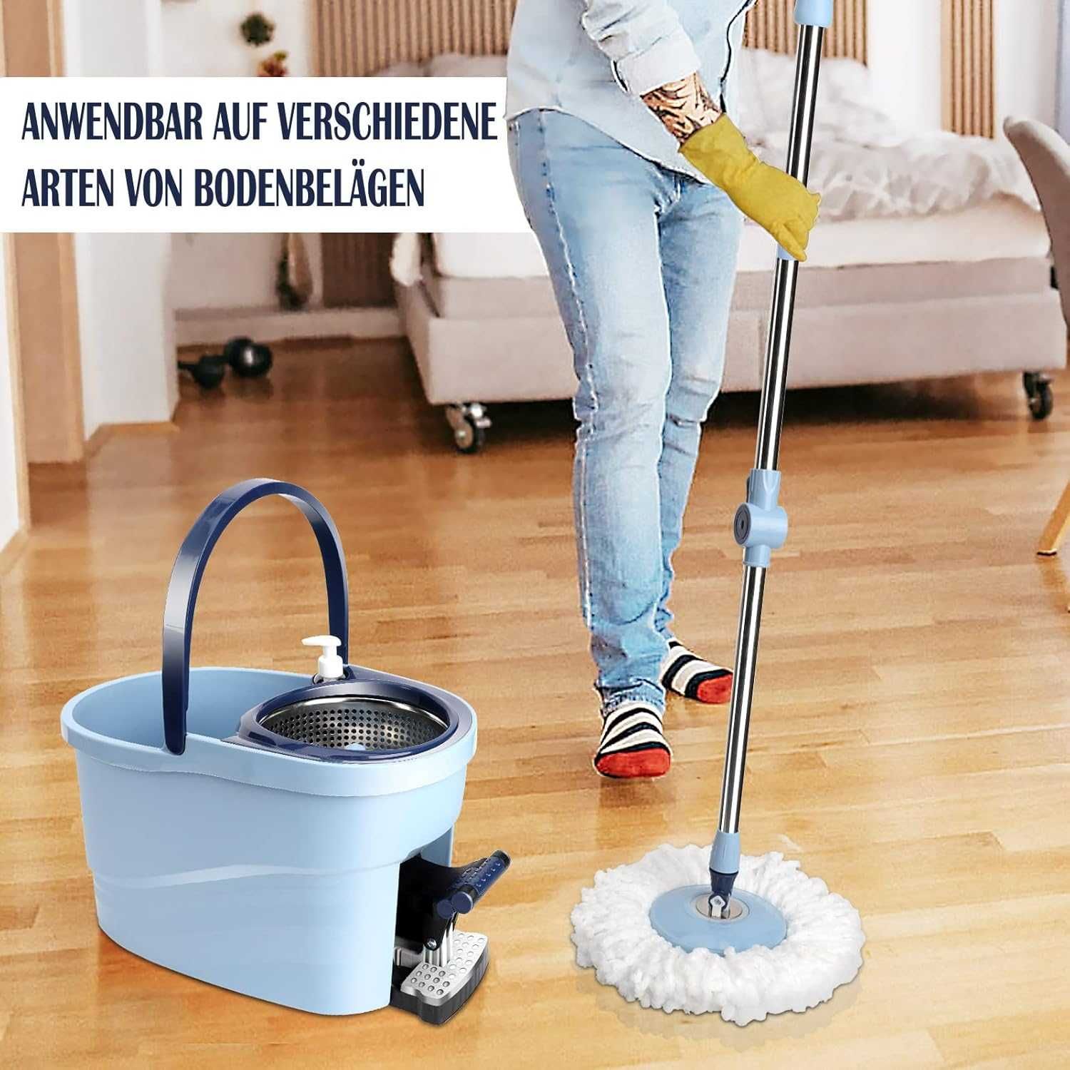 Nowy zestaw mopów / mop / wiadro / szczotka / 6L/ 145cm !9232-A!