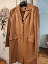 Płaszcz, kurtka długa, skóra naturalna rozmiar L, kolor musztardowy