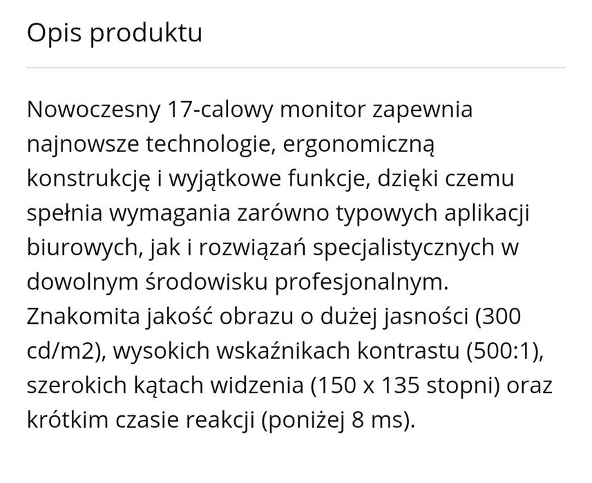 Monitor HP 17' ,idealny na biurko'