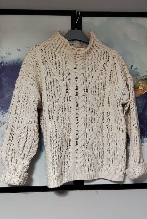 Sweter Massimo dutti wełna warkocze