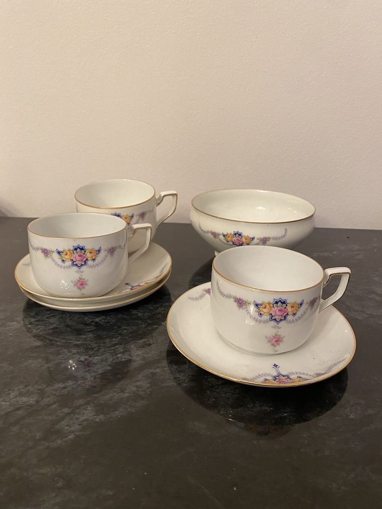 Conjunto de 3 chavenas chá + bomboneira