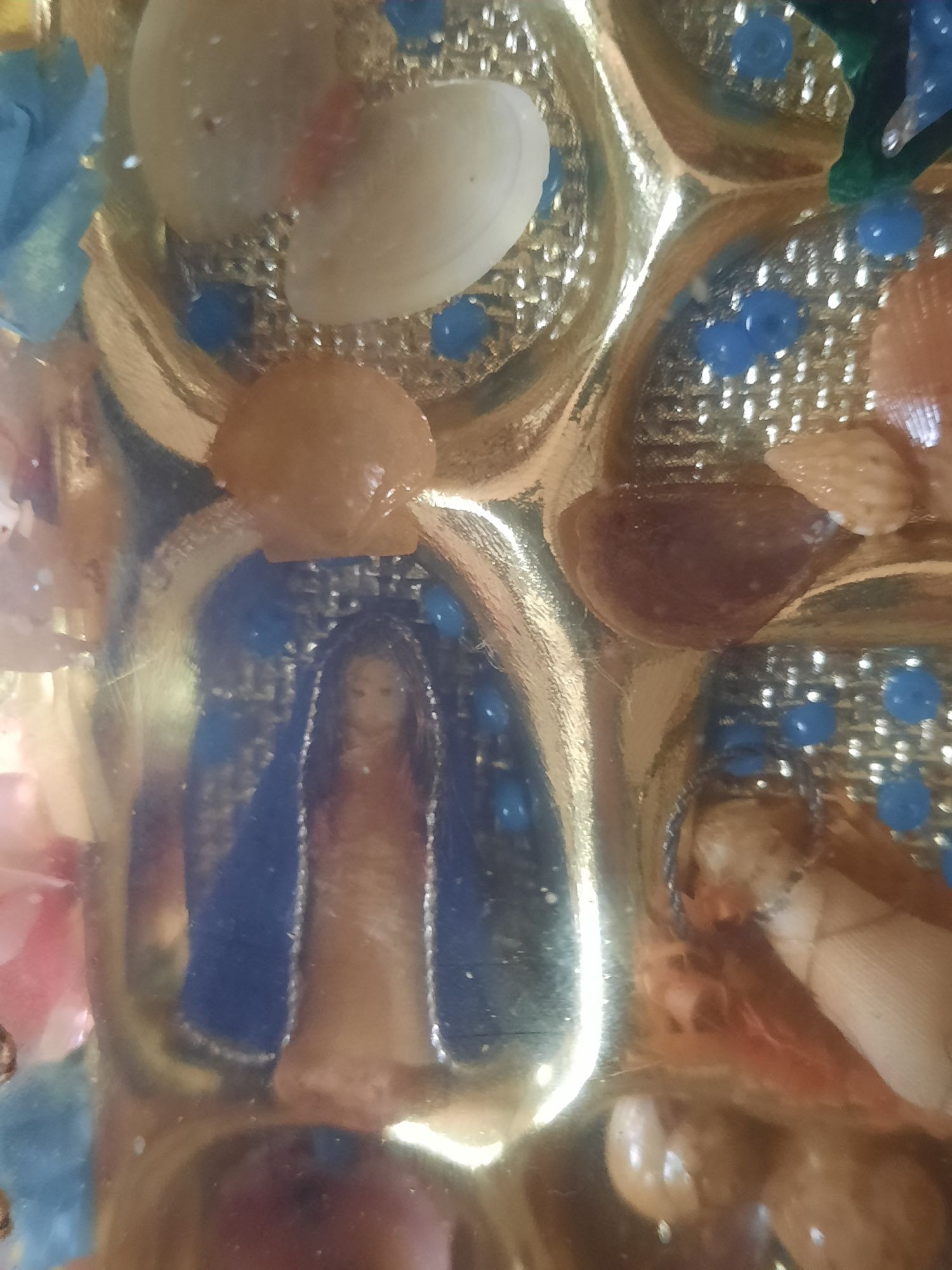 Registo antigo com sagrada familia em cera