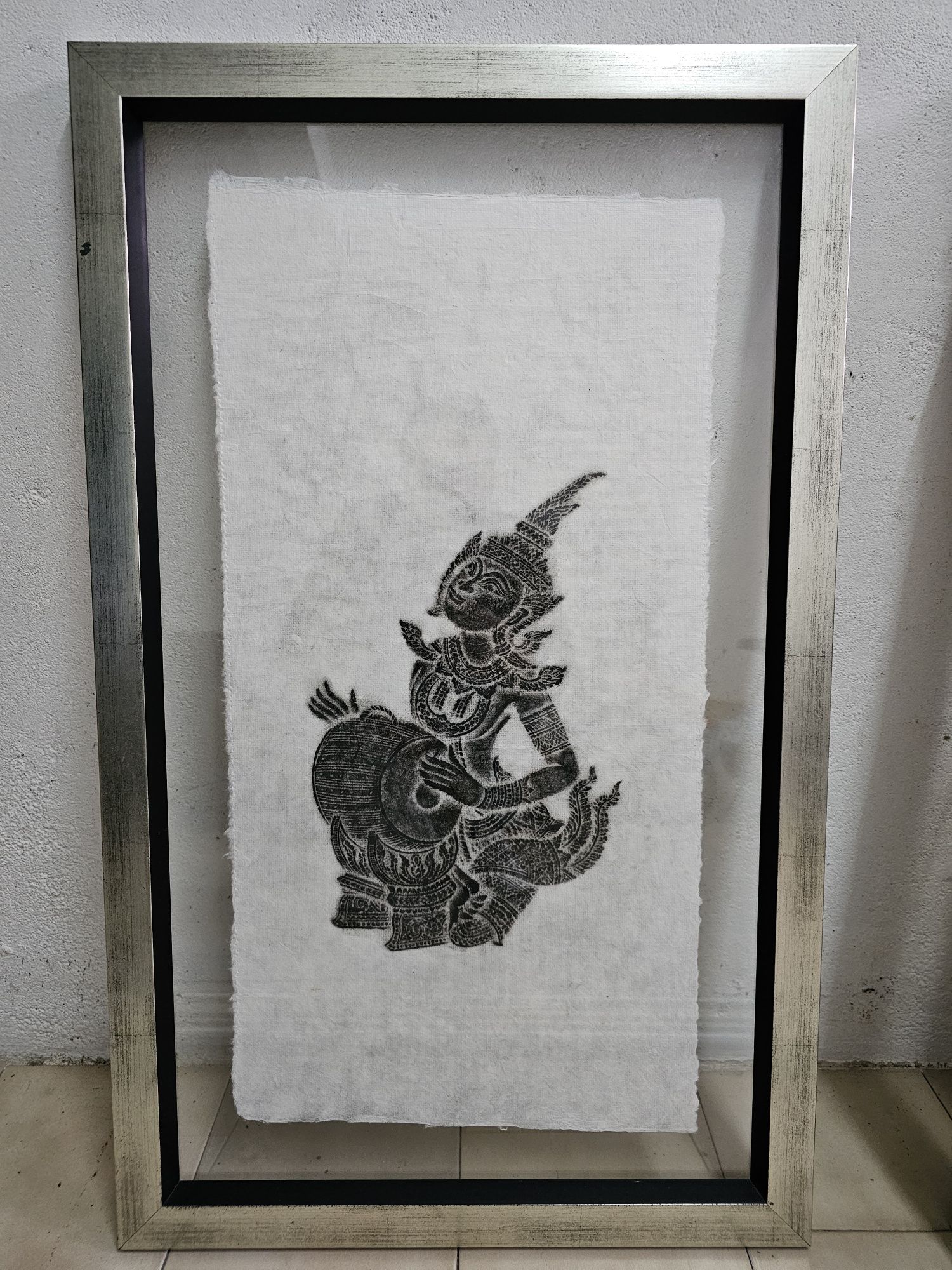 Arte Thai em carvão com moldura