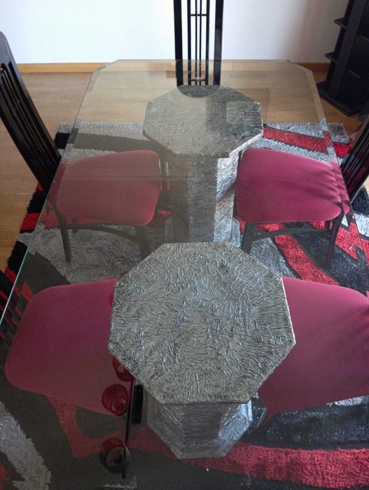 Mesa de Jantar Em Vidro e Marmore