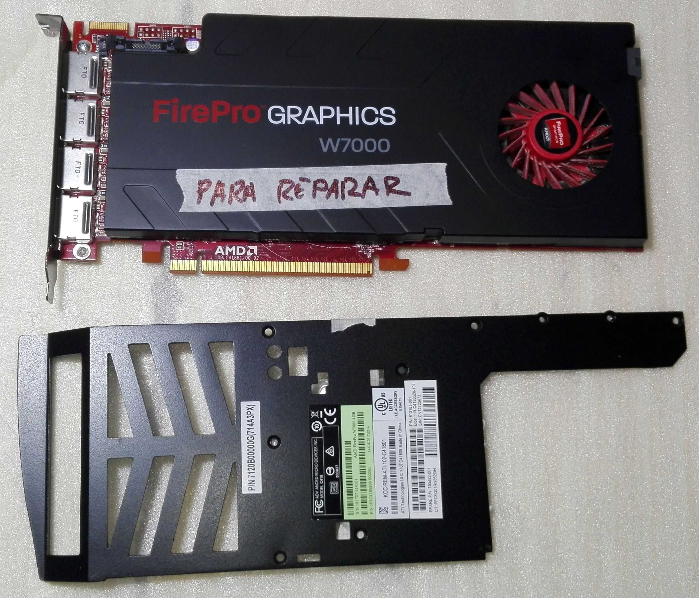 Placa gráfica Placa Firepro W7000 (avariada)