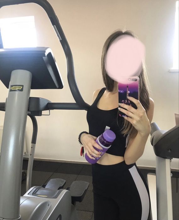 Костюм для фітнесу жіночий чорний - топ і лосини XS-S