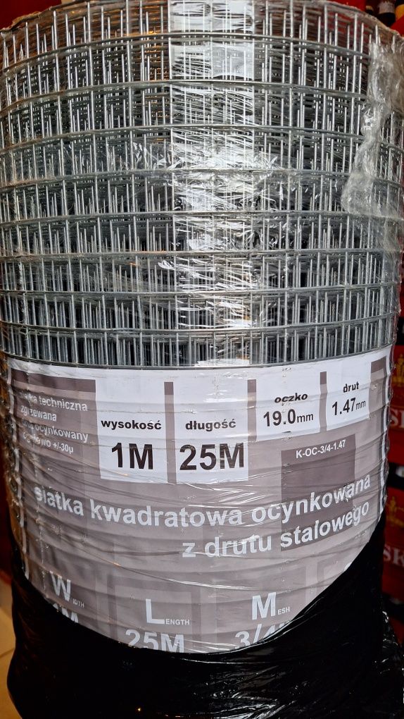 Siatka hodowlana ocynk Oczko 19x19x1.07  rolka 25mb