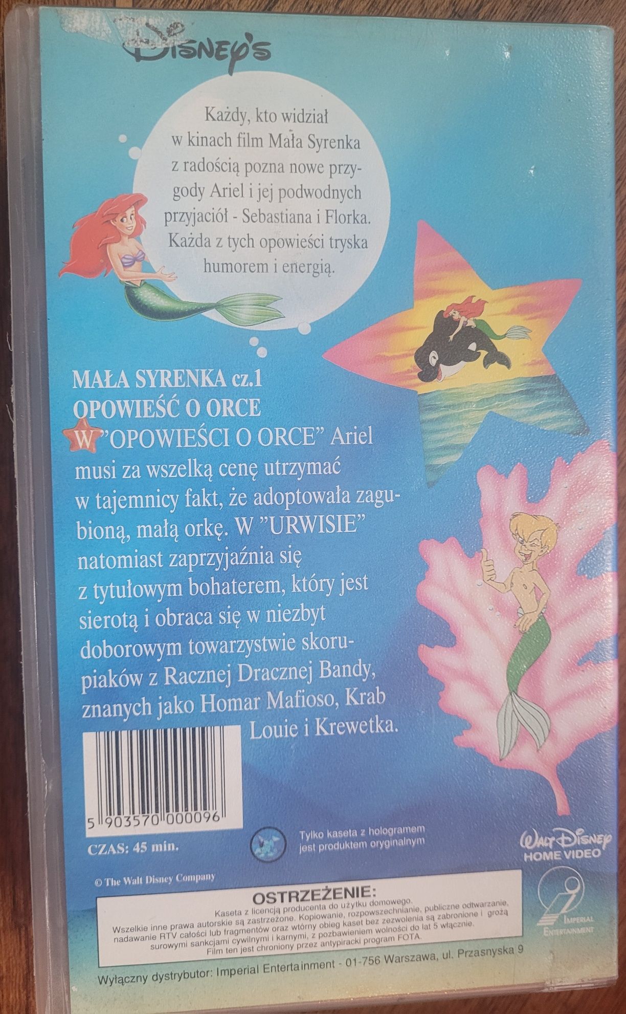 VHS Mała Syrenka Opowieść o Orce 1994 Disney / Dubbing PL