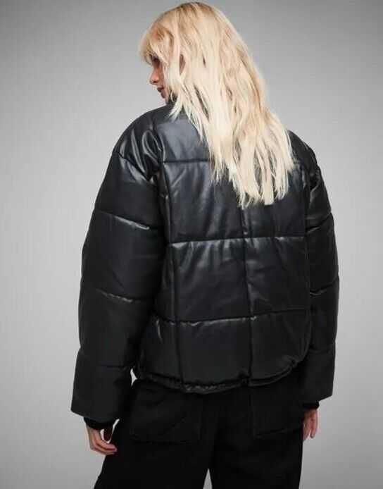 Missguided Puffer kurtka bomberka czarna damska latexowa roz 12 krótka