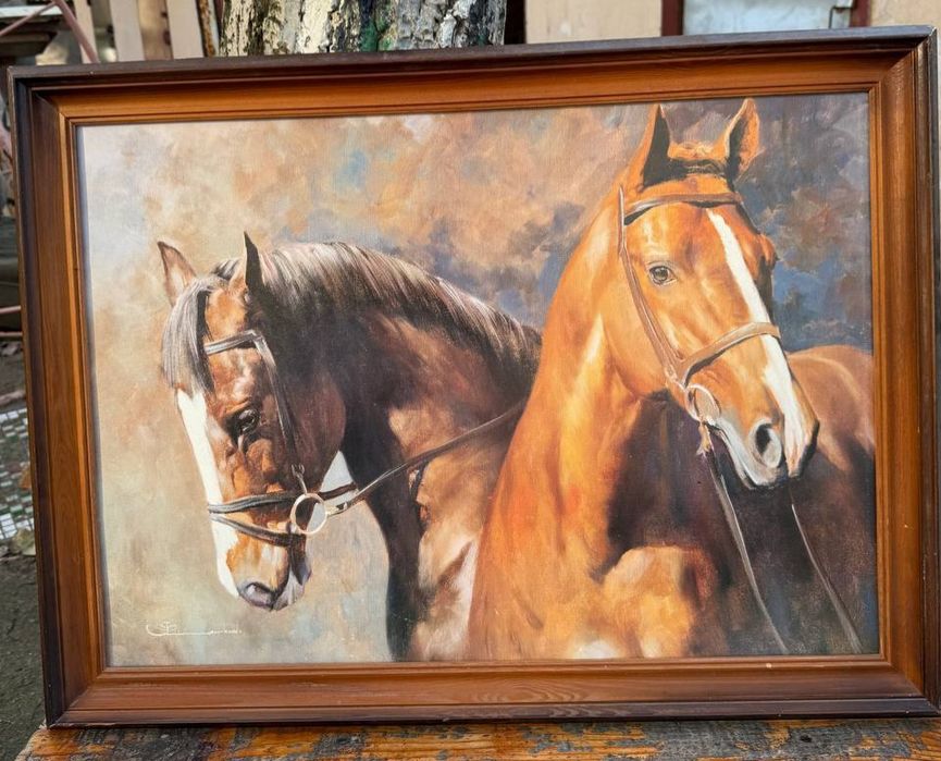 Картины в деревянной рамке Лошади