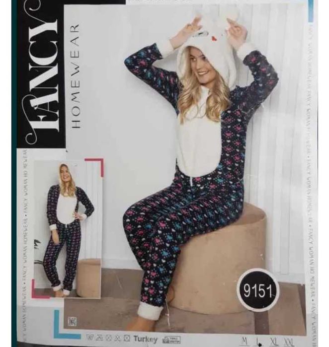 Piżama damska KOMBINEZON SOFT kaptur L XL XXL