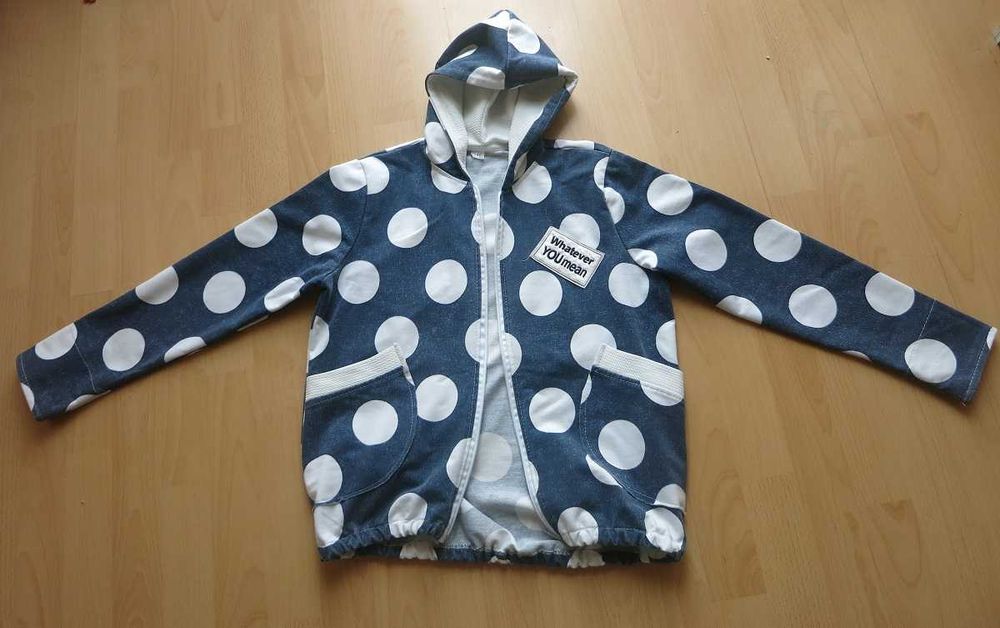 Bluza granatowa w białe kropy r. 146