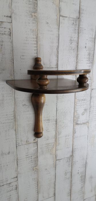 Ładny drewniany ścienny kwietnik - PRL