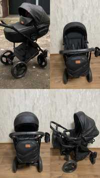 Дитячий коляска 2 в 1 Angelina Amica Bliss Еко шкіра ( колір чорний)