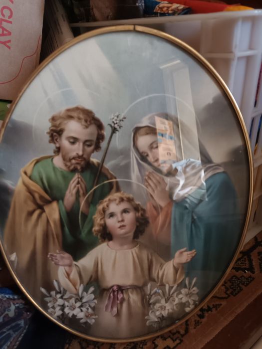 Quadro oval vintage sagrada família