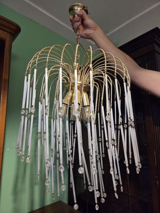 Lampa sufitowa vintage szklane wisiorki