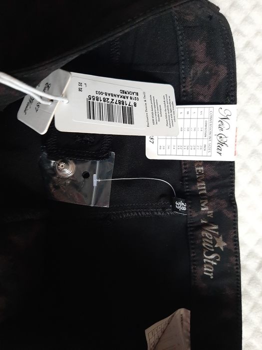 Штани, брюки, стрейч, жіночі, нові, з мерехтливим принтом, р. 36(S)