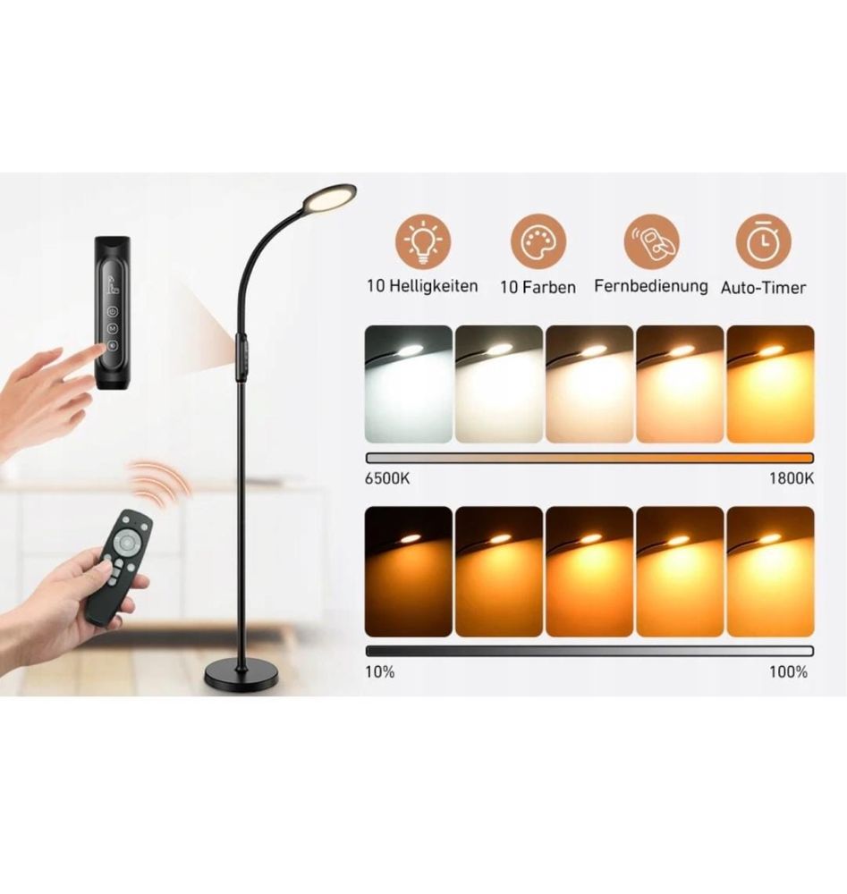 Lampa podłogowa LED + pilot Stojąca Nowoczesna