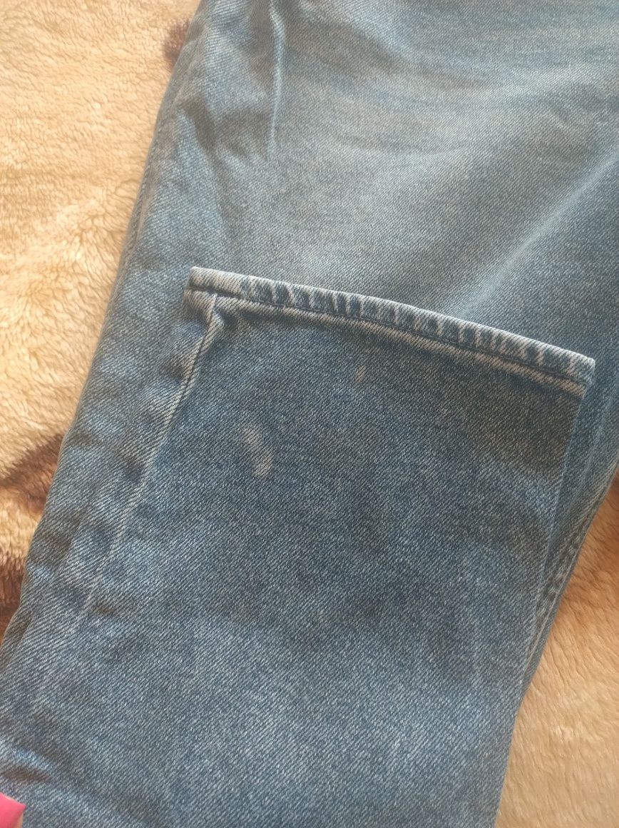 Spodnie jeansy nom jeans wysoki stan hollister z kwiatkami cute szersz
