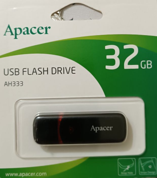 Флешка на 32 ГБ Flash Drive Apacer AH333 32GB (AP32GAH333B-1) Black