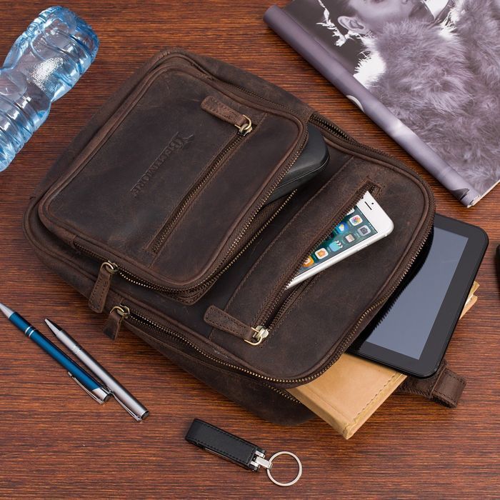 Plecak skórzany saszetka przez ramię crossbody modna 2-komorowa