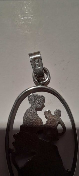 Stary srebrny wisiorek zawieszka ze srebra harfistka vintage retro