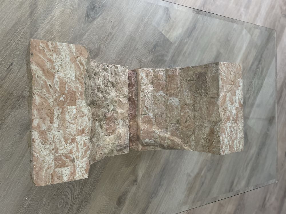 Stol kamienny ze szklem 70 x 159 wys 42  UNIKATOWY