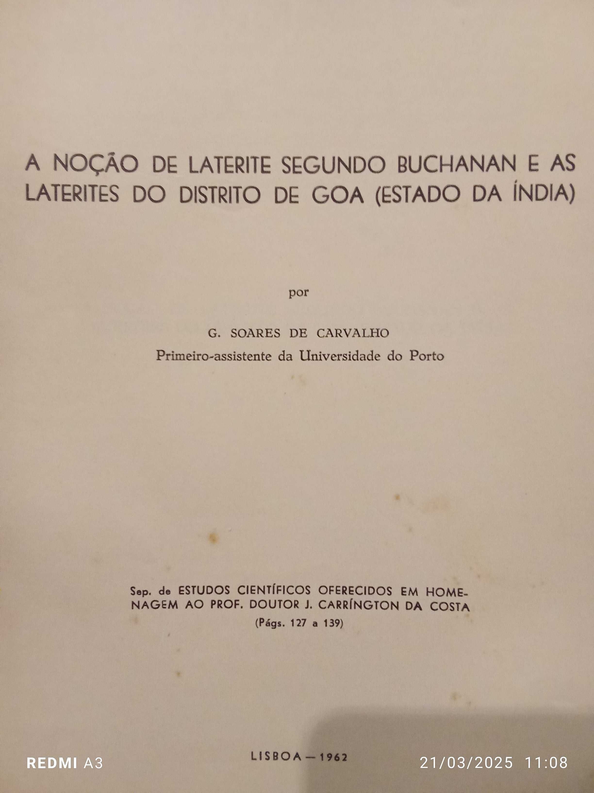 A Noção de Laterite segundo Buchanan e as Laterites do Distrito de Goa