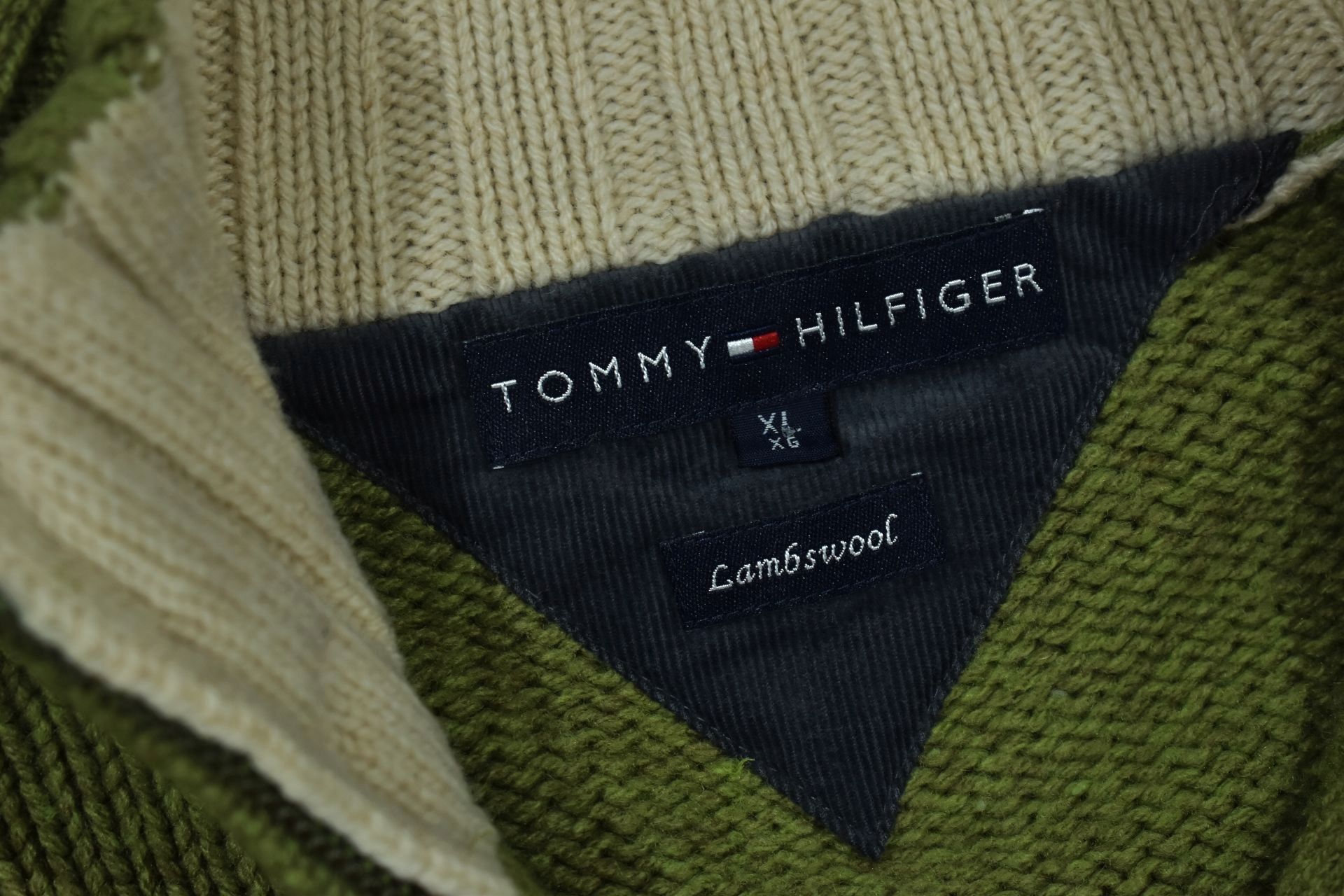 TOMMY HILFIGER Lambswool Wełniany Sweter Męski XL