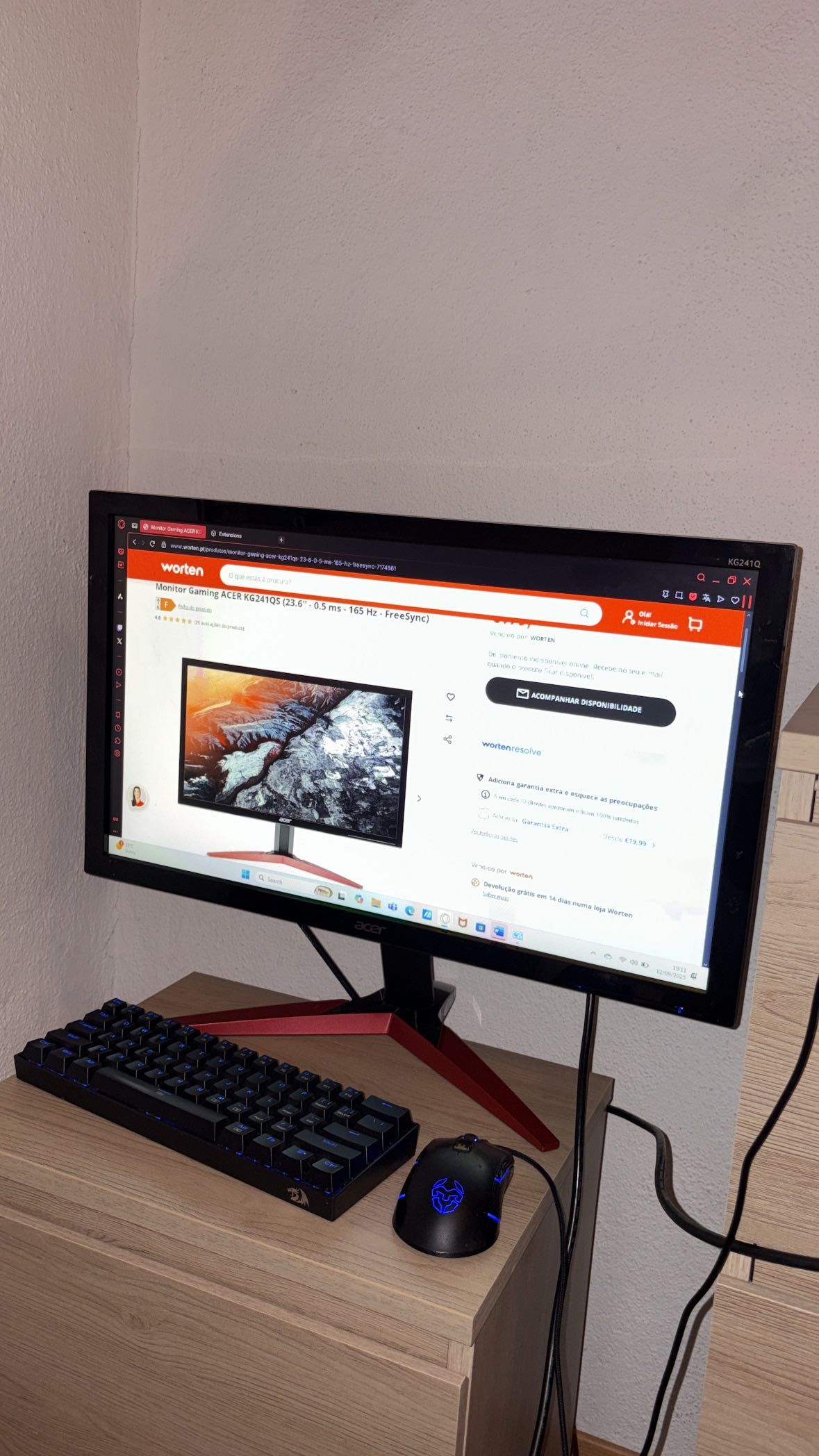 Monitor Gaming ACER KG241QS (23.6" - 0.5 ms - 165 Hz - FreeSync)