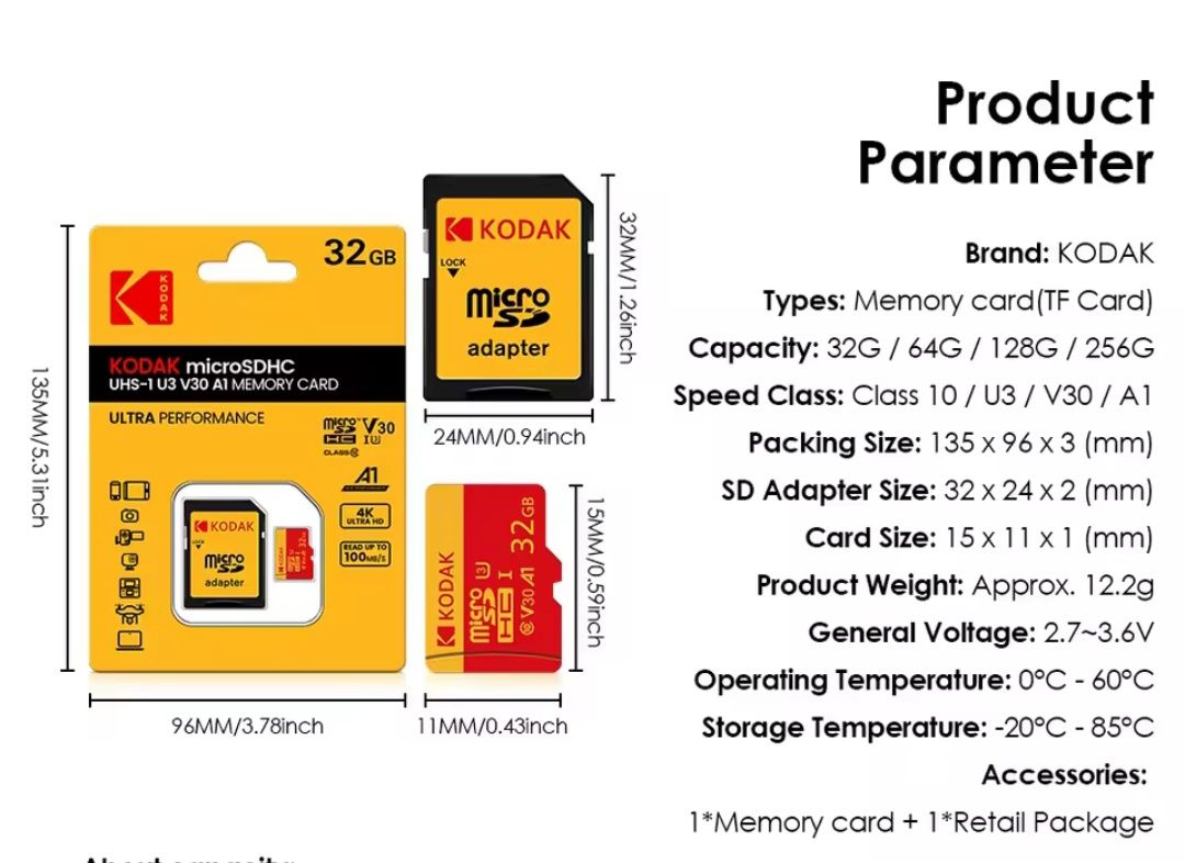 Карта памяти KODAK 64ГБ/sd card 64Gb