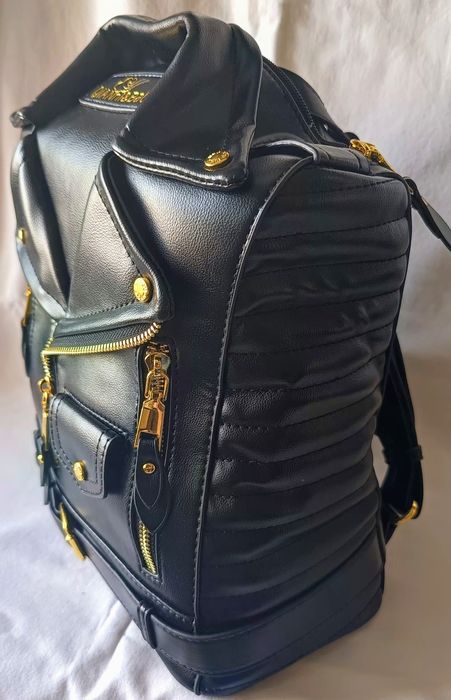 Designerski czarny plecak skórzany jak ramoneska