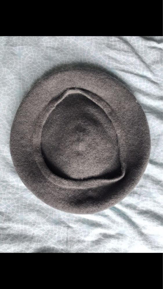 Vintage cienki wełniany szary beret