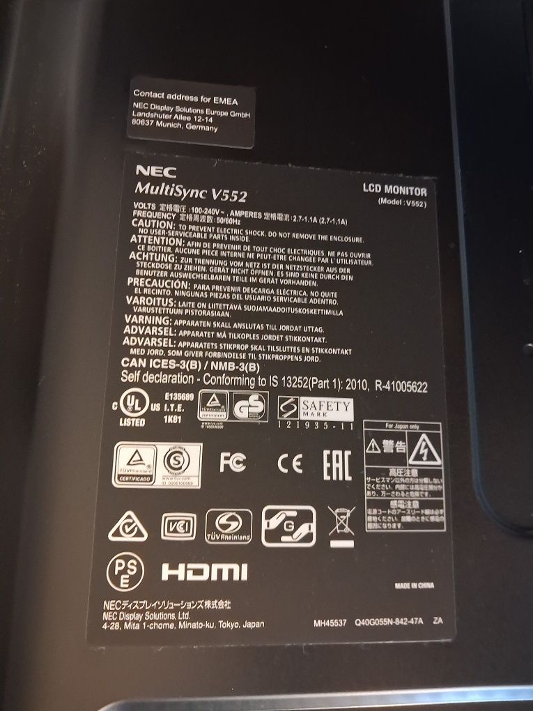 Monitor 55 cali Nec Multisync V552
