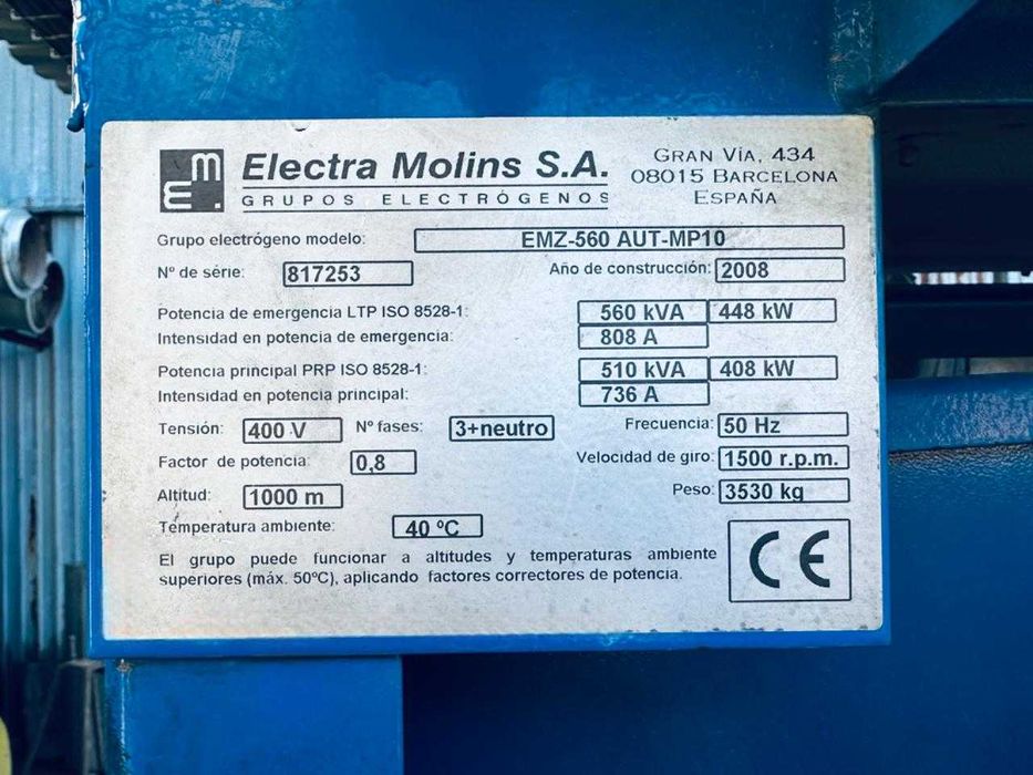 Дизельний генератор 400 кВт - Molins S.A. 560кВа EMZ-560Aut-MP 10
