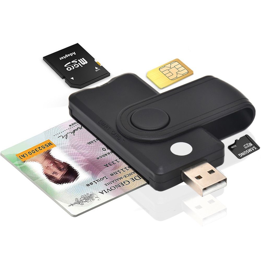 Leitor Cartões USB UTHAI - Smart Card, Micro SD, SIM, SD, TF, MMC, CAC