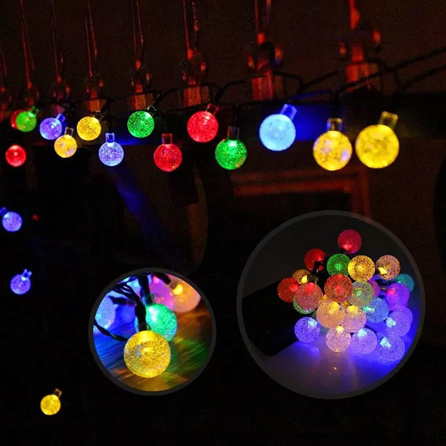 Łańcuch Świetlny LED Solarne Kolorowe Kryształy 11M 8 tybów świecenia