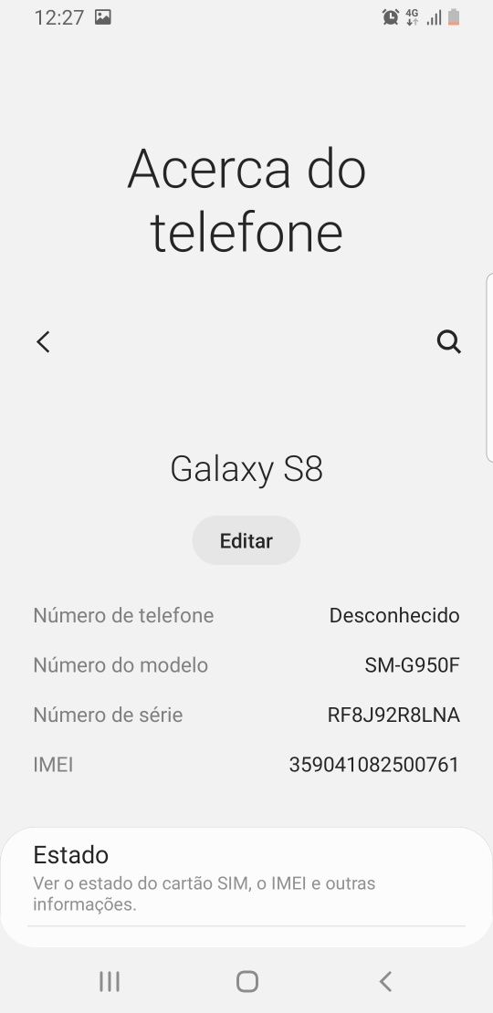 Telemóvel Samsung Galaxy S8 com carregador e capa