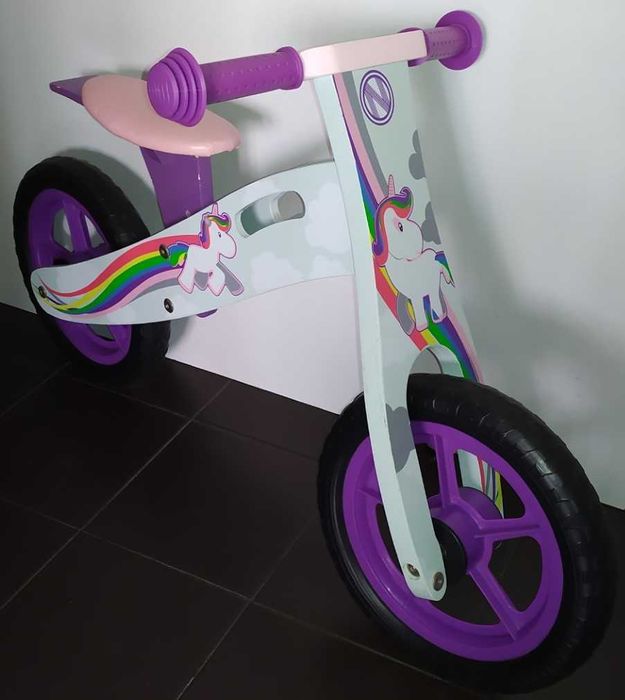 Bicicleta unicórnio sem pedais para crianças de 2 a 5 anos