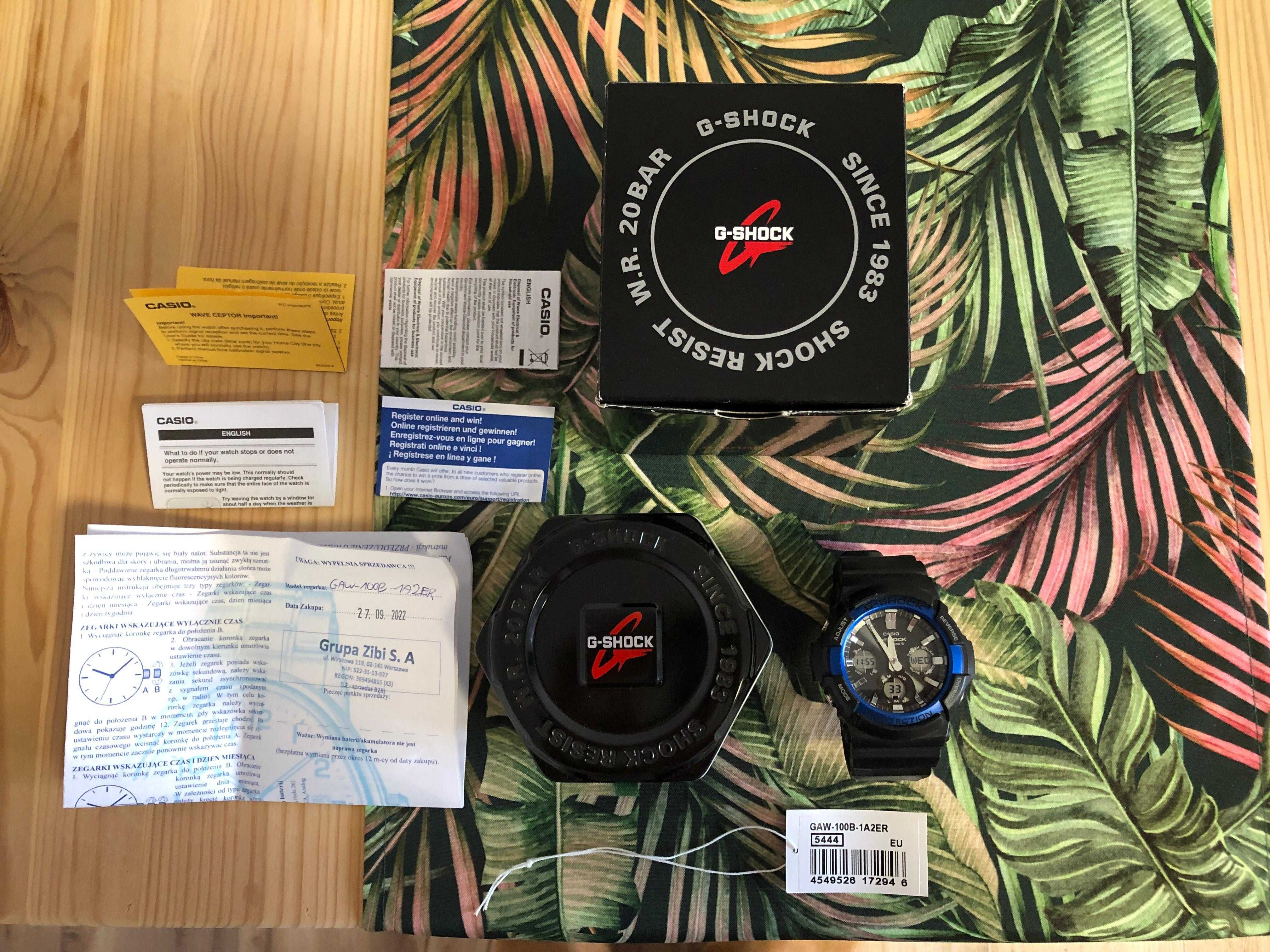 Casio G-Shock zegarek męski GAW-100B-1A2ER - Doskonały Stan