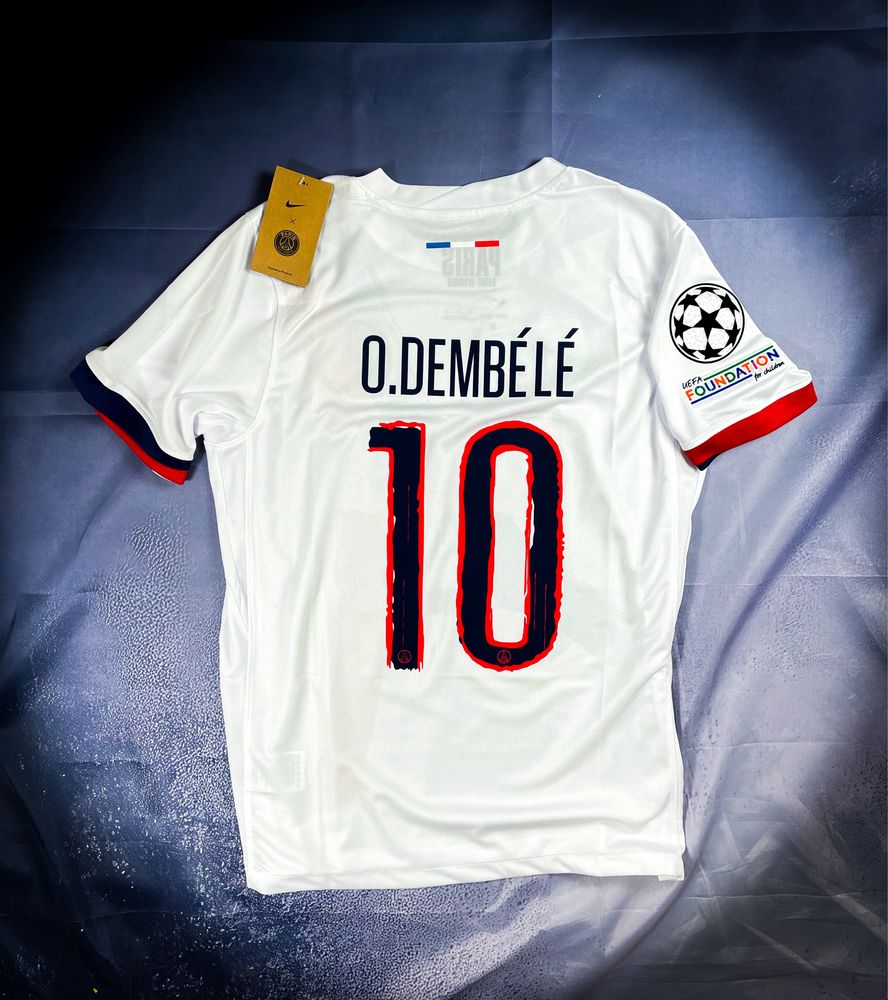 Dembele PSG Champions League «Nike» Biała Męska Sportowa T-shirt / M