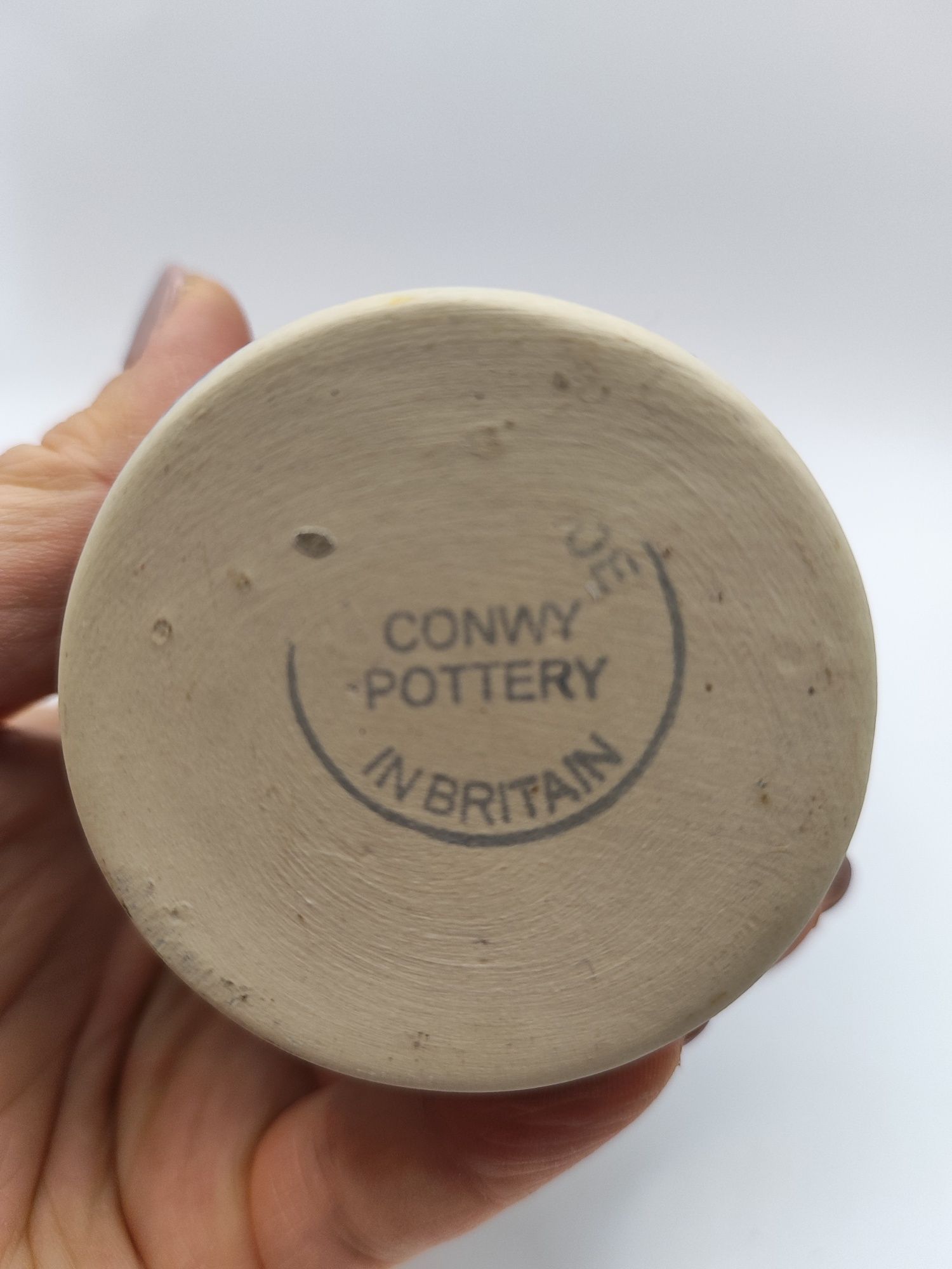 Wazon dzbanek porcelanowy Conwy Pottery Britain sygnowany niebieski