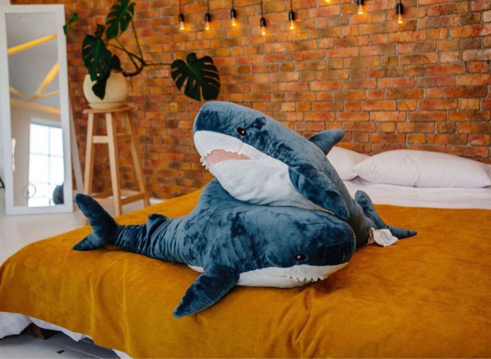 Мʼяка іграшка Акула ікеа синя рожева Мягкая игрушка Акула IKEA синяя