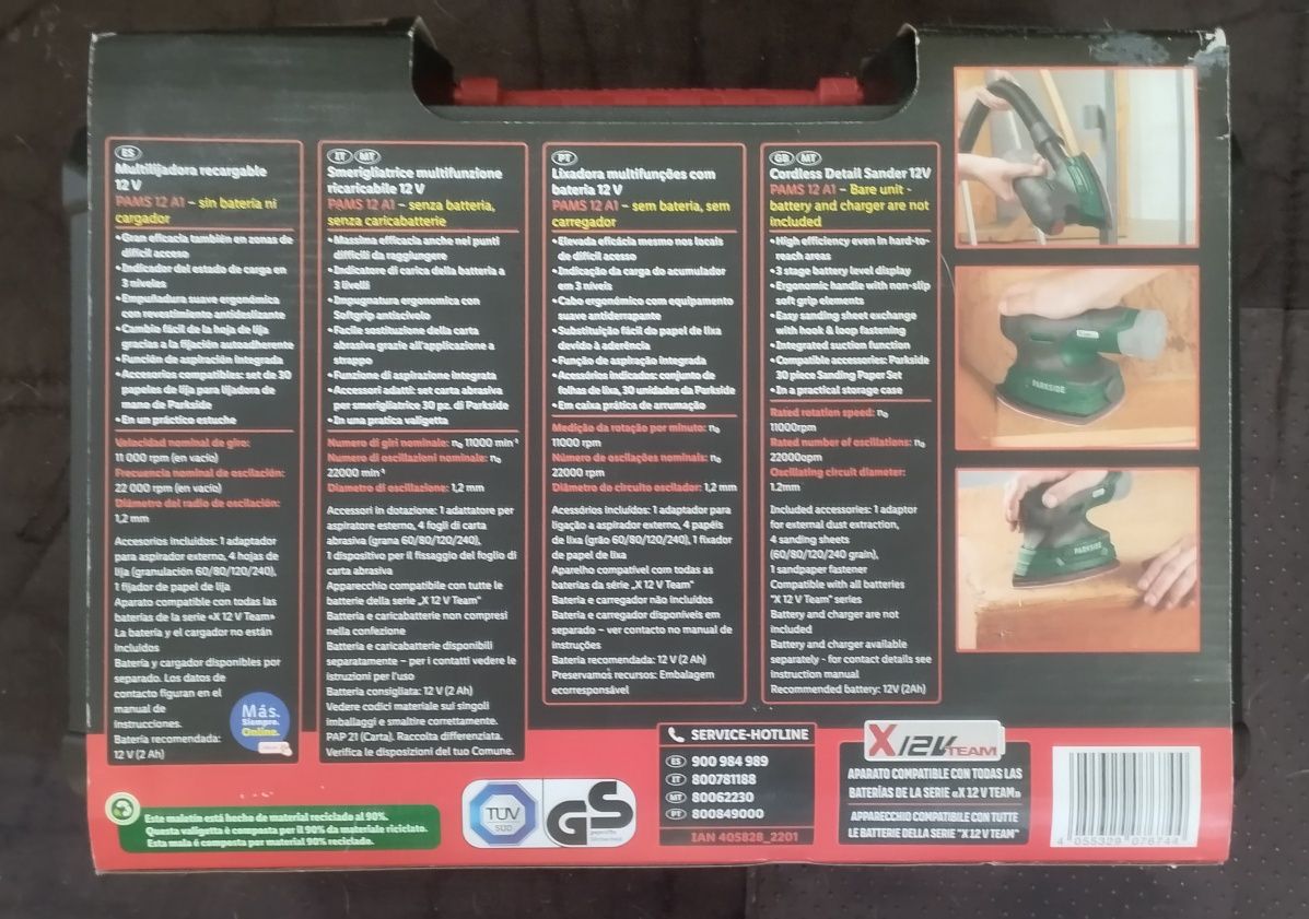Lixadora multifunções Parkside bateria e carregador 12V