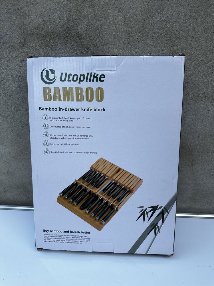 Nowy UTOPLIKE organizer na noże kuchenne, 12 noży, bambus, drewno!