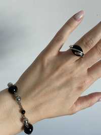 Zestaw srebrny pierścionek i bransoletka