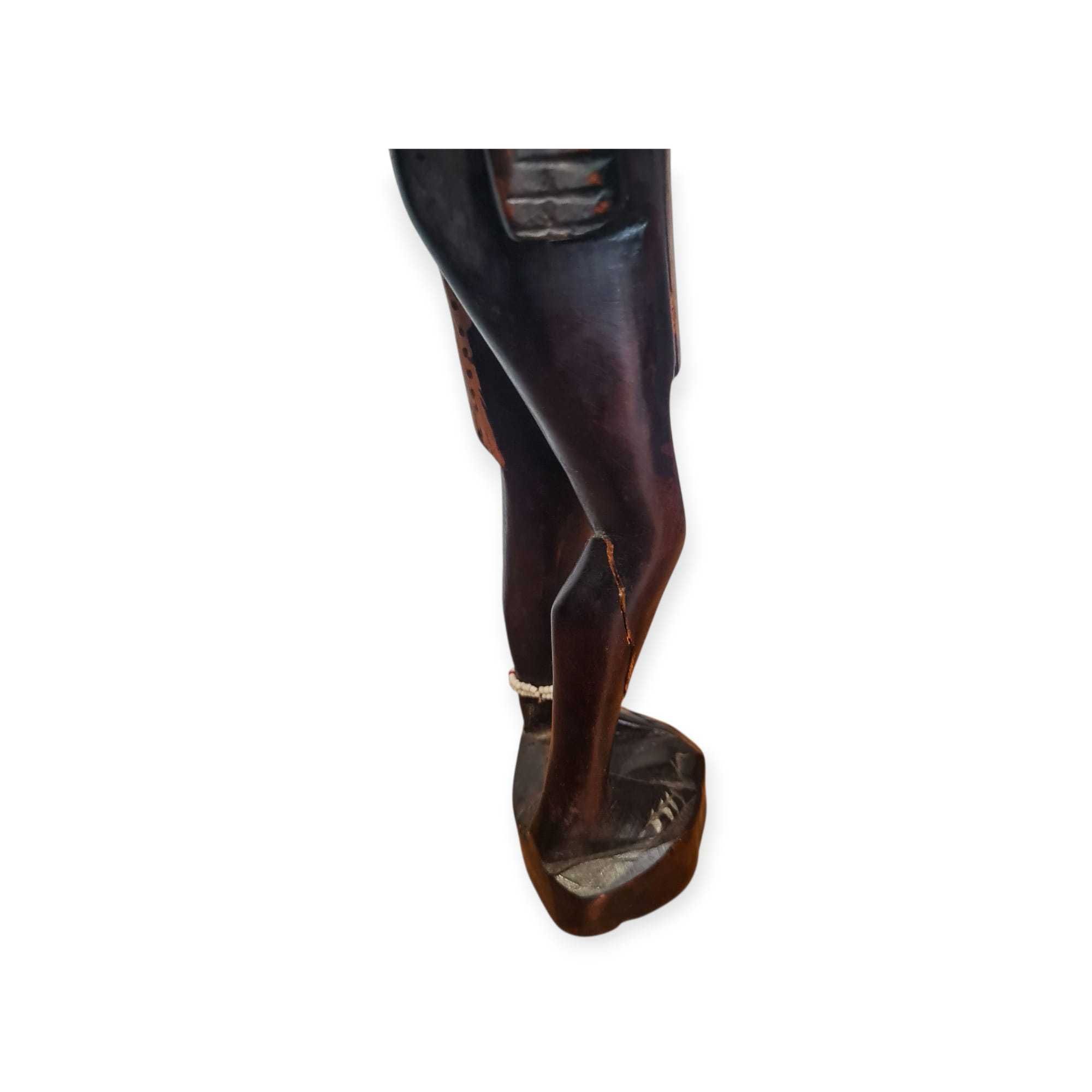 Par Estatuetas Africanas Madeira Pintada – 46 cm