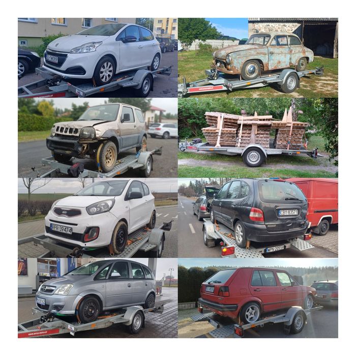 Przyczepa Laweta jednoosiowa wynajem 1350dmc | kat b | 1.95 x 3.5m